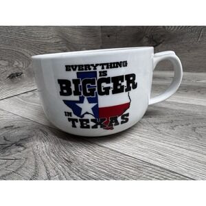 Everything Is Bigger In Texas Coffee Cup / Soup Mug Star Map Red White Blue
